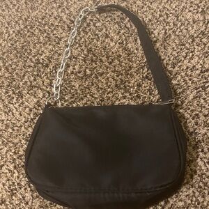 Black Women's Shoulder Bag with Chain Accent